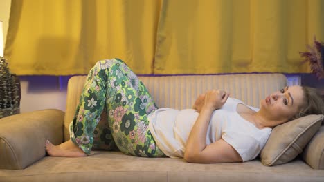 woman with anxiety thinks, can't sleep.