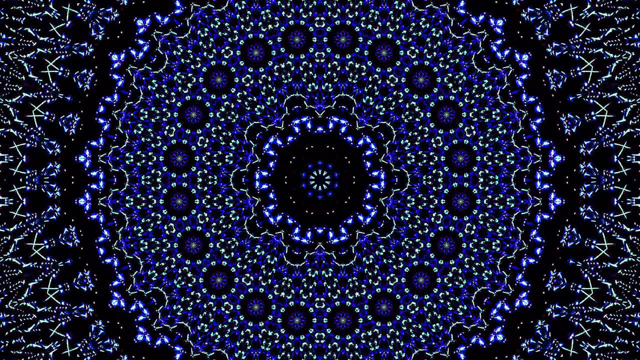 onda de luz puntos abstractos conjunto de color azul caleidoscopio fondo negro
