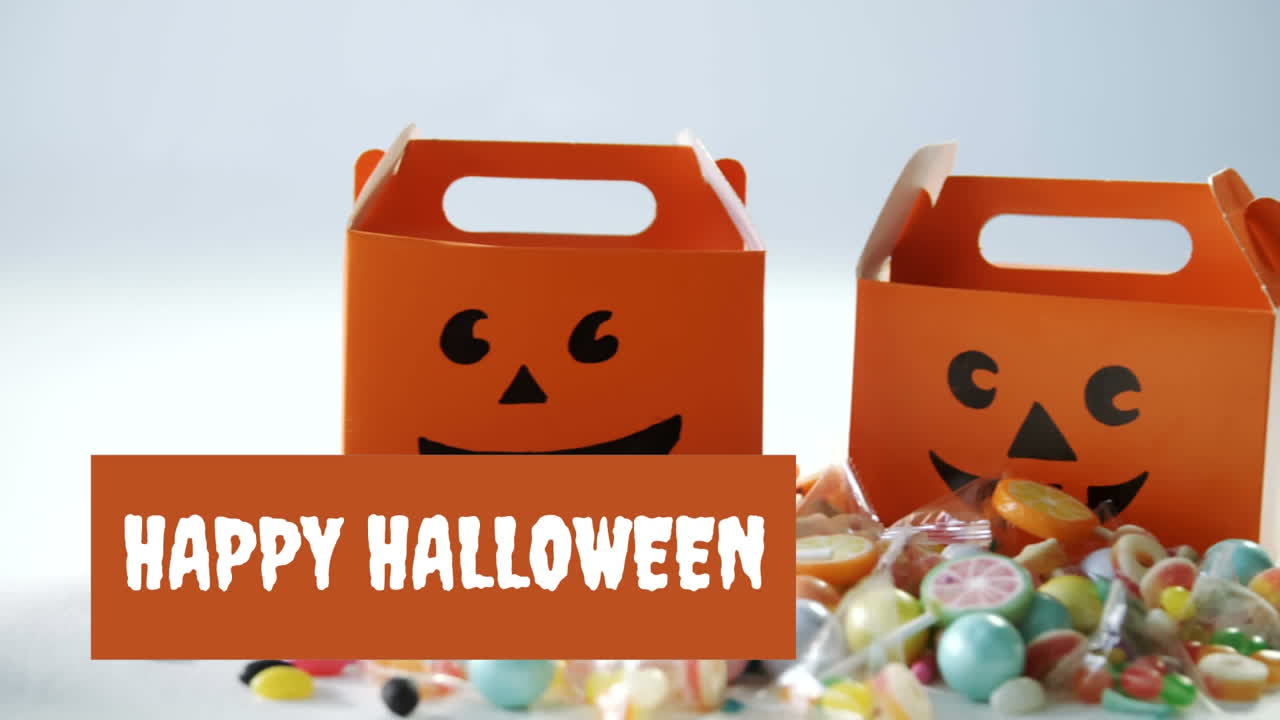 트릭 오브 트리트 바구니와 함께 행복한 할로윈
