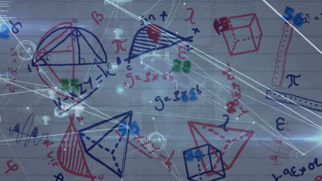 animation of network of connections with mathematical drawings