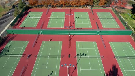 aerial view of tennis courts