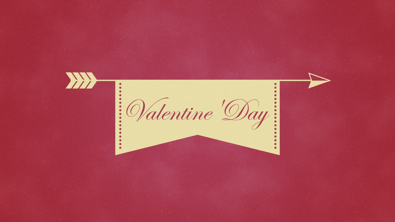 애니메이션 근접 촬영 발렌타인 데이 텍스트 및 발렌타인 데이 배경 1에 화살표가있는 모션 하트