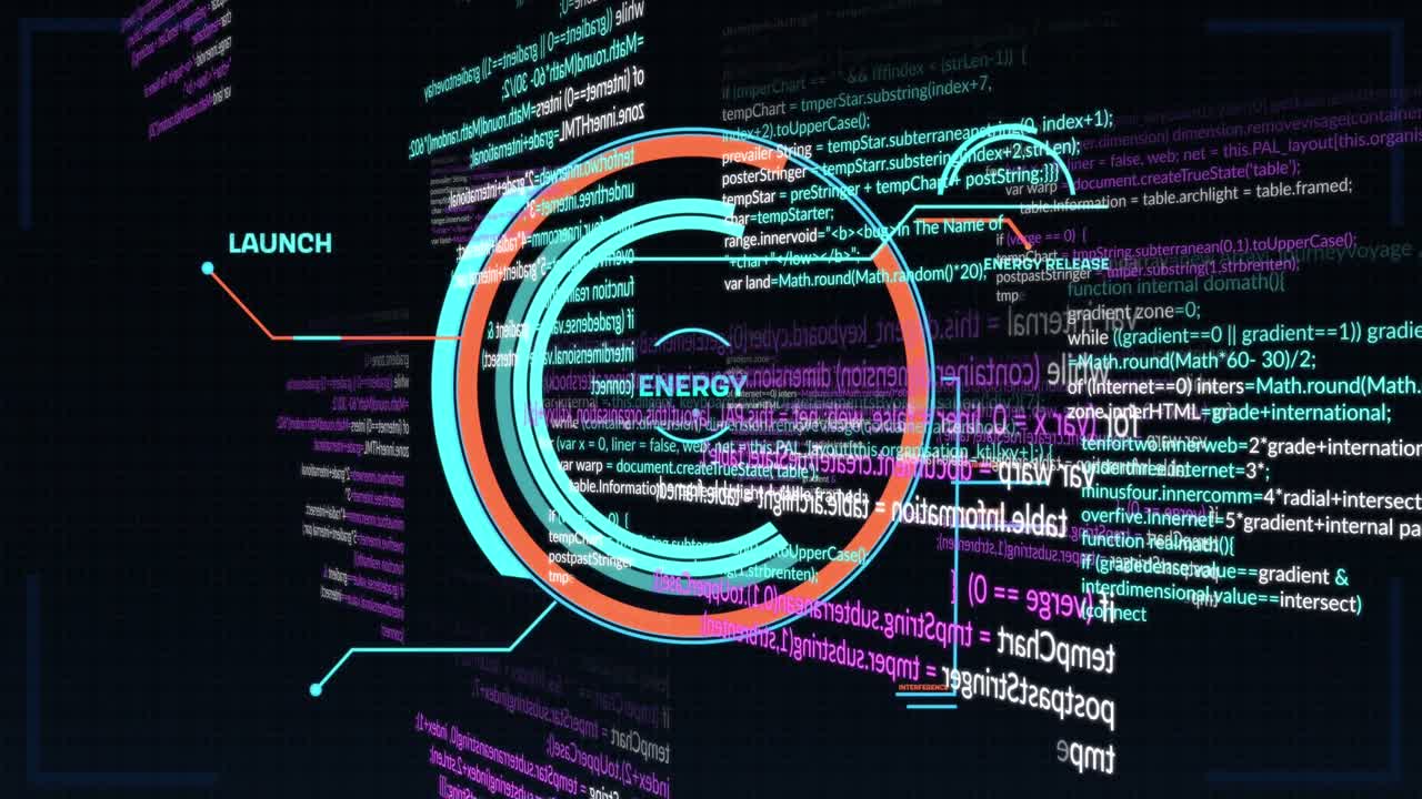 animación de escaneo de alcance y procesamiento de datos sobre fondo negro