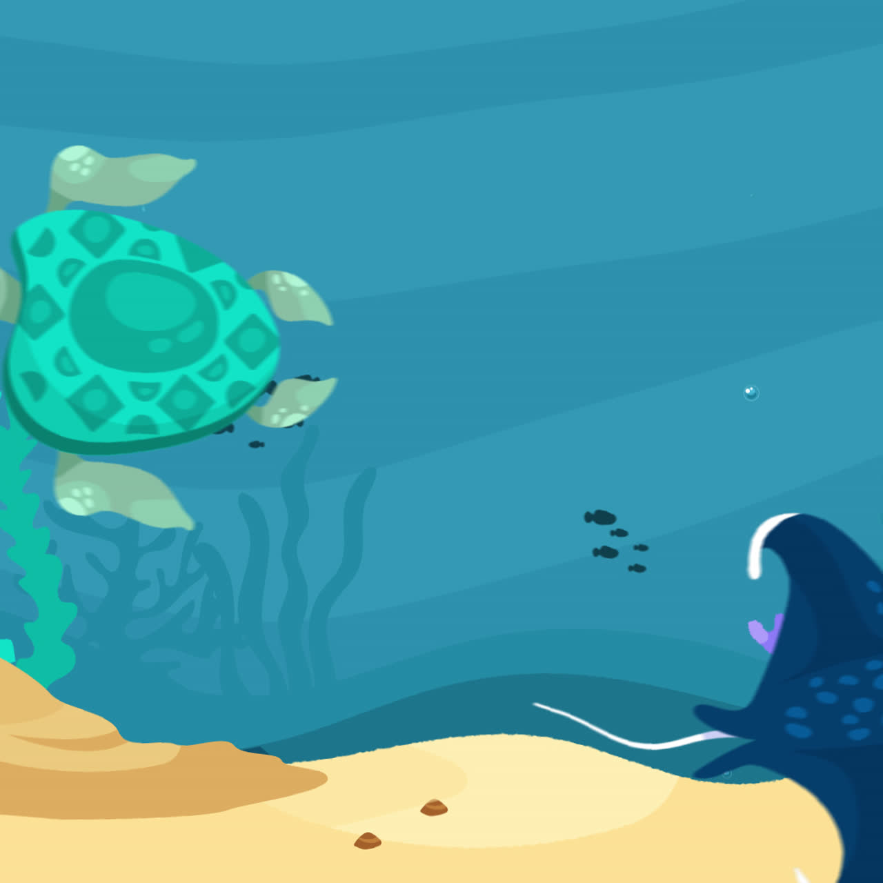 Underwater Scene with Sea Life