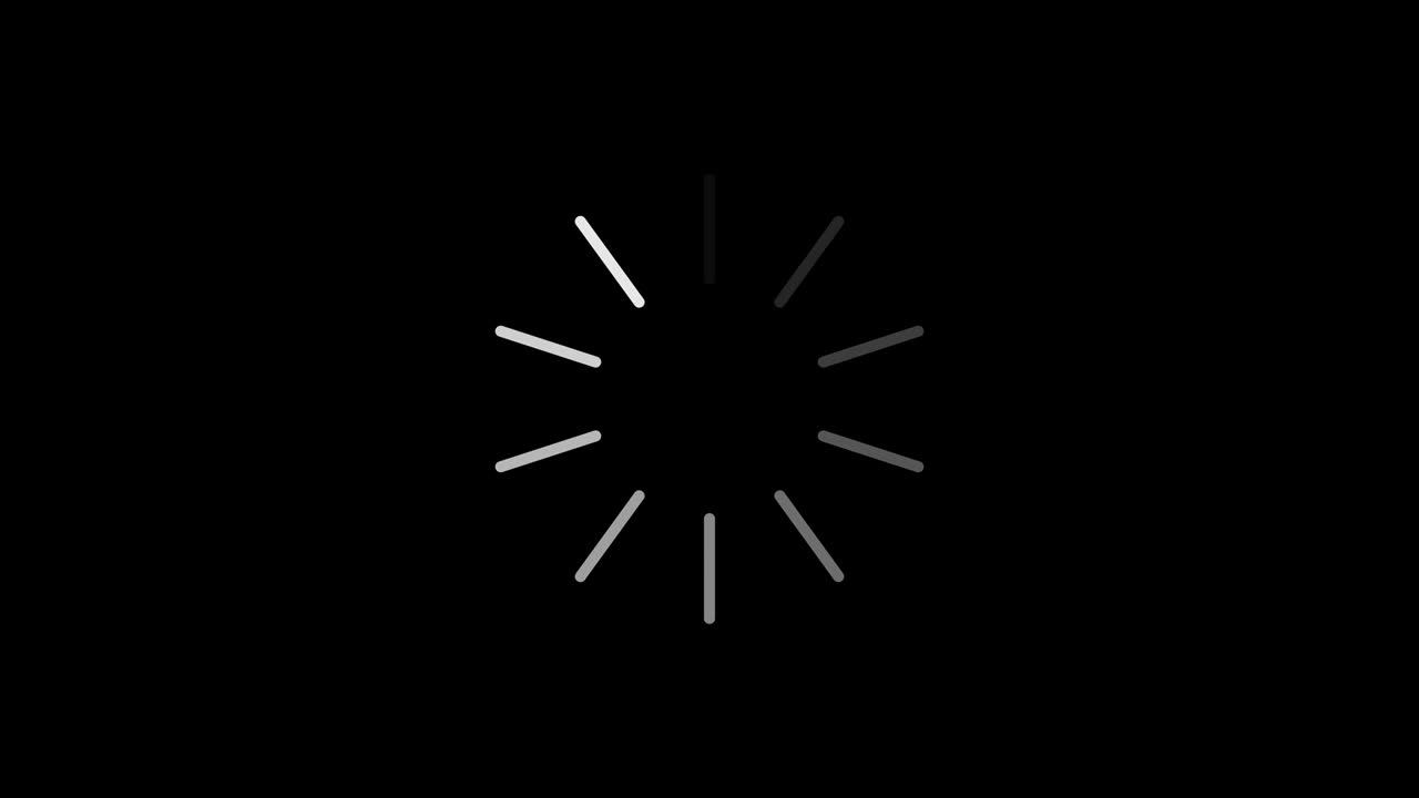 Loading circle icon on black background. Buffering Spinner download or upload progress. Loader. White Lines in circle
