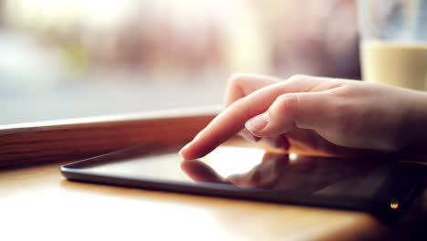 woman hand using tablet computer pc ipad