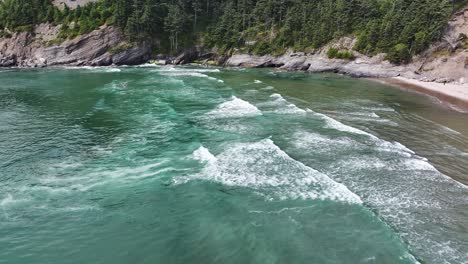 rugged beach drone flyover shot