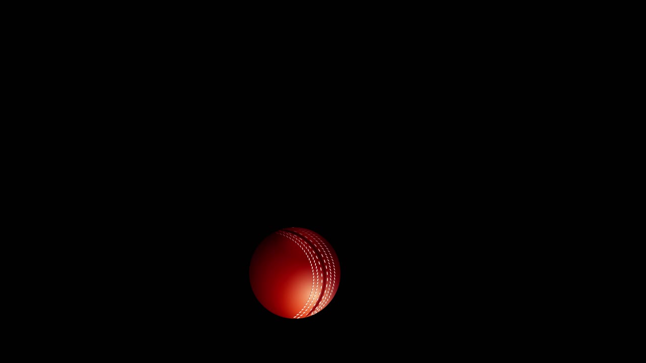 Red cricket balls move dynamically across a black background, showcasing smooth transitions and vibrant contrast in a 10-second animation