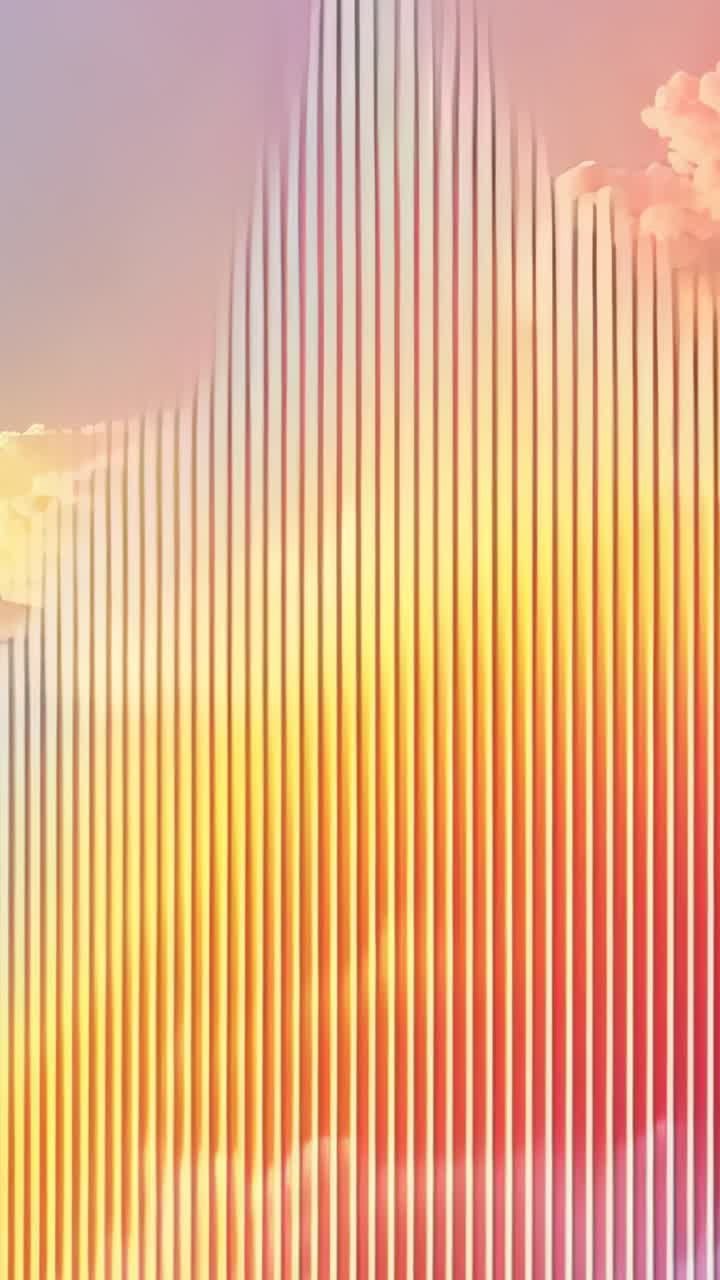 Vertical video: Starting waveform bars rising and shifting over pastel sky, with color gradient