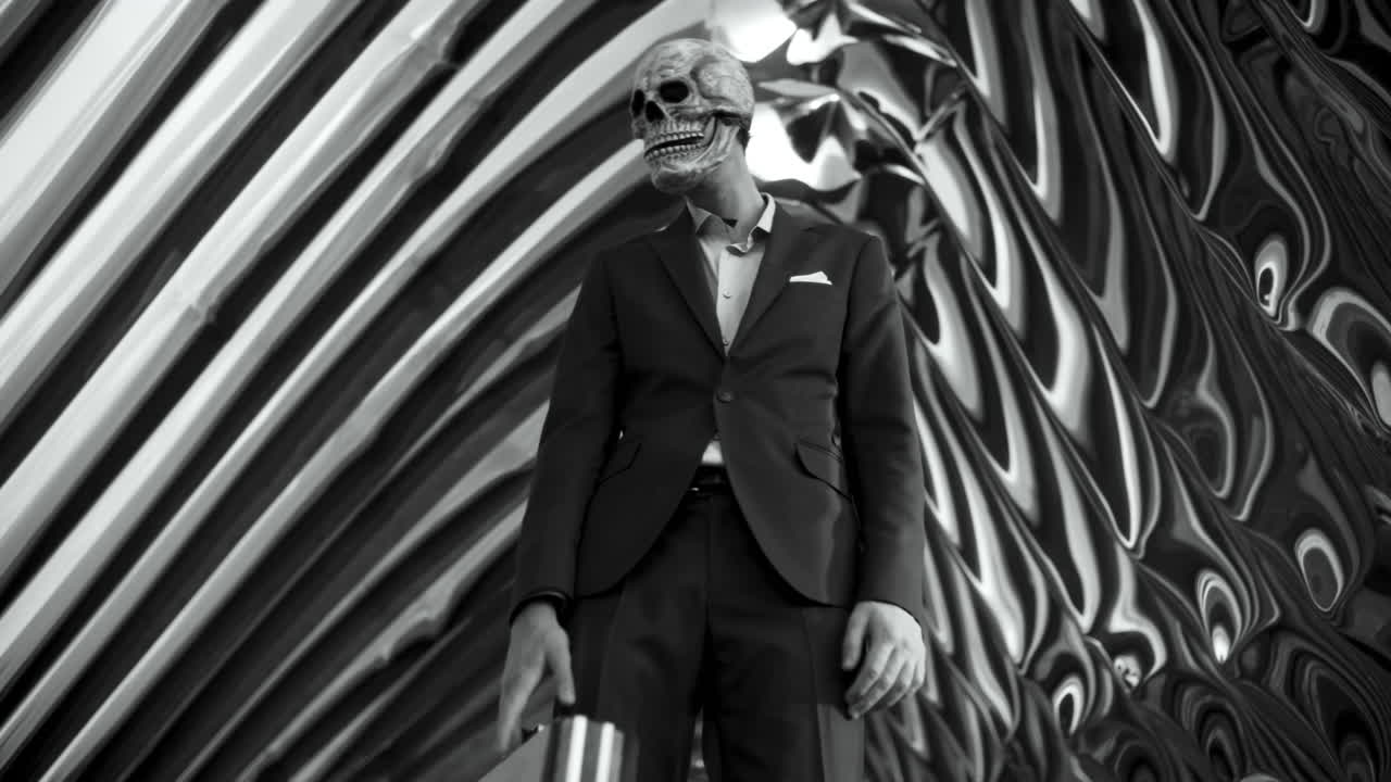 Businessman in Skull Mask