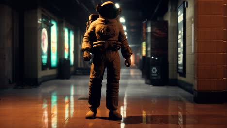 astronauta en el metro subterráneo