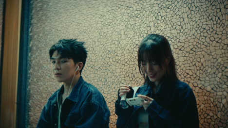 young couple in city at night