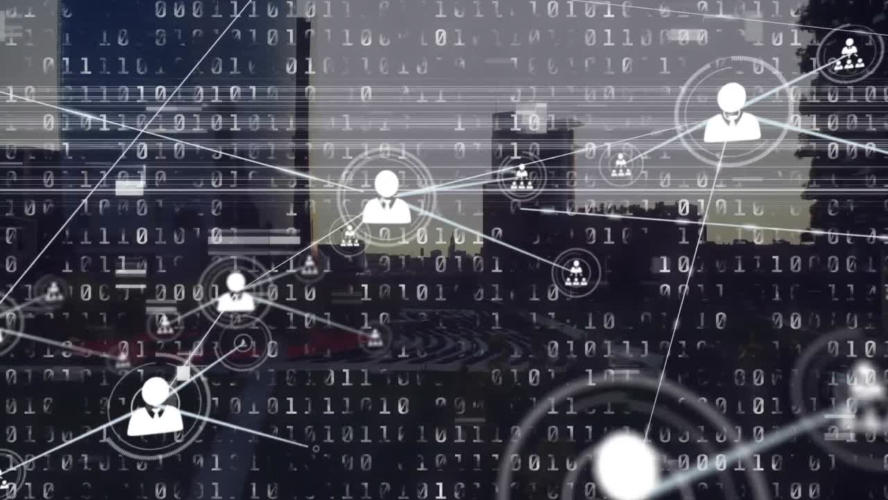 animación de la red de conexiones sobre el procesamiento de datos y el paisaje urbano