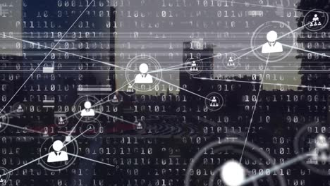 animazione della rete di connessioni sull'elaborazione dei dati e sul paesaggio urbano