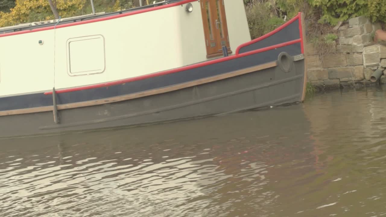Barge floats on canal Barge floats on canal