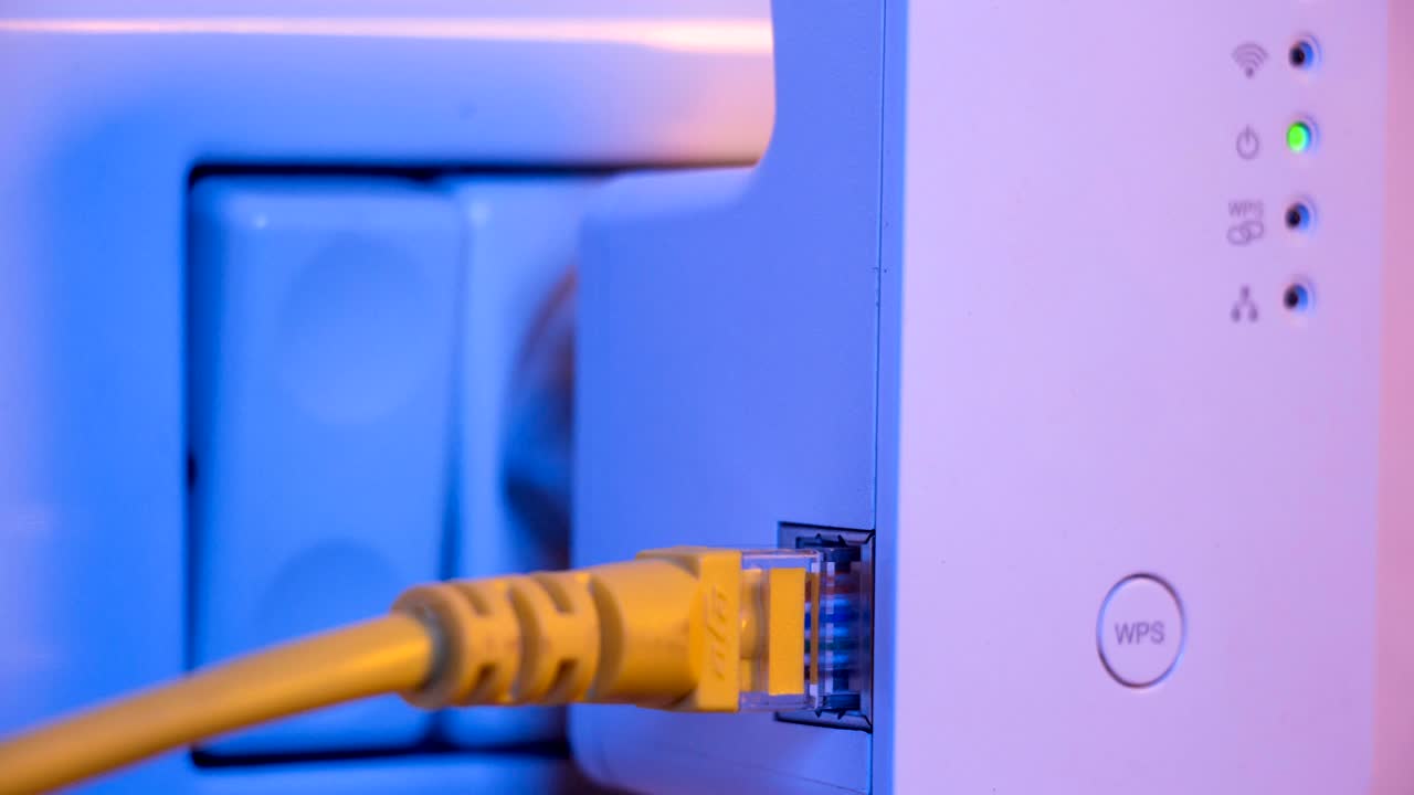 cinemagraph del estado de conexión de señal parpadeante led luces en repetidor wifi