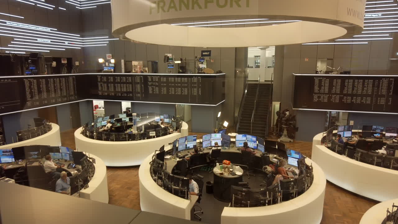 Frankfurt, Germany - November 13, 2022: People working at the Deutsche Borse AG