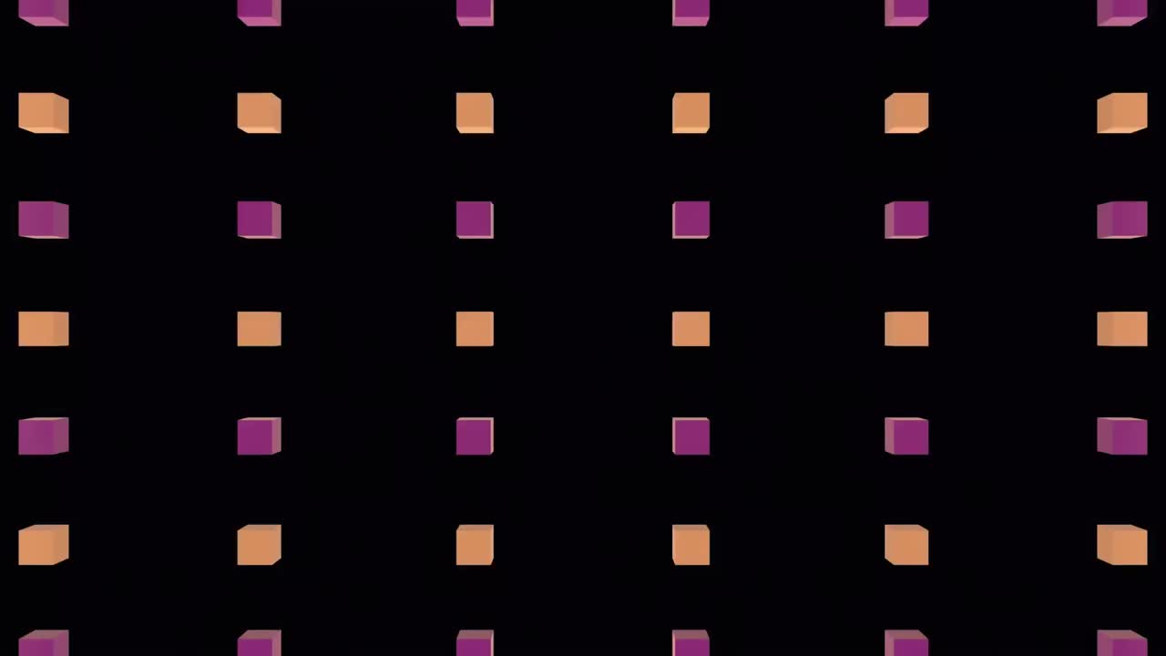 animación de cubos sobre chispas en el fondo azul.