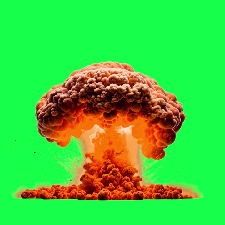 Massive Pilzwolke einer nuklearen Explosion auf Greenscreen