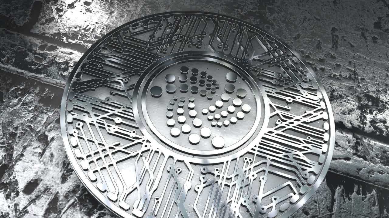 아이오타 코인 (miota) 또는 아이오타 암호화폐 알트코인 3d 렌더링