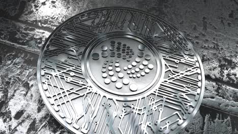 iota coin (miota) o iot cryptocurrency altcoin render 3d.