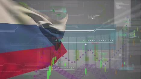 Animación-Del-Procesamiento-De-Datos-Financieros-Sobre-La-Bandera-De-Rusia.