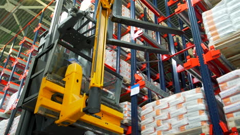 forklift in a high-bay warehouse