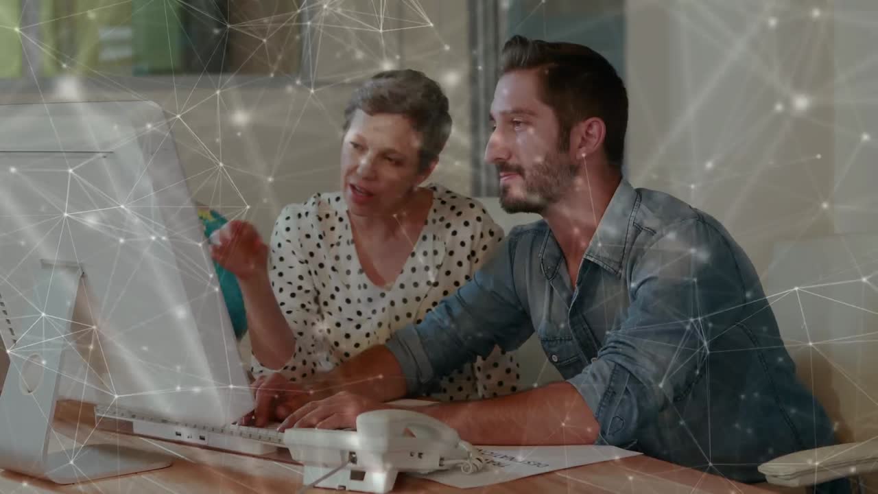 animación de la red de conexiones entre diversos empresarios