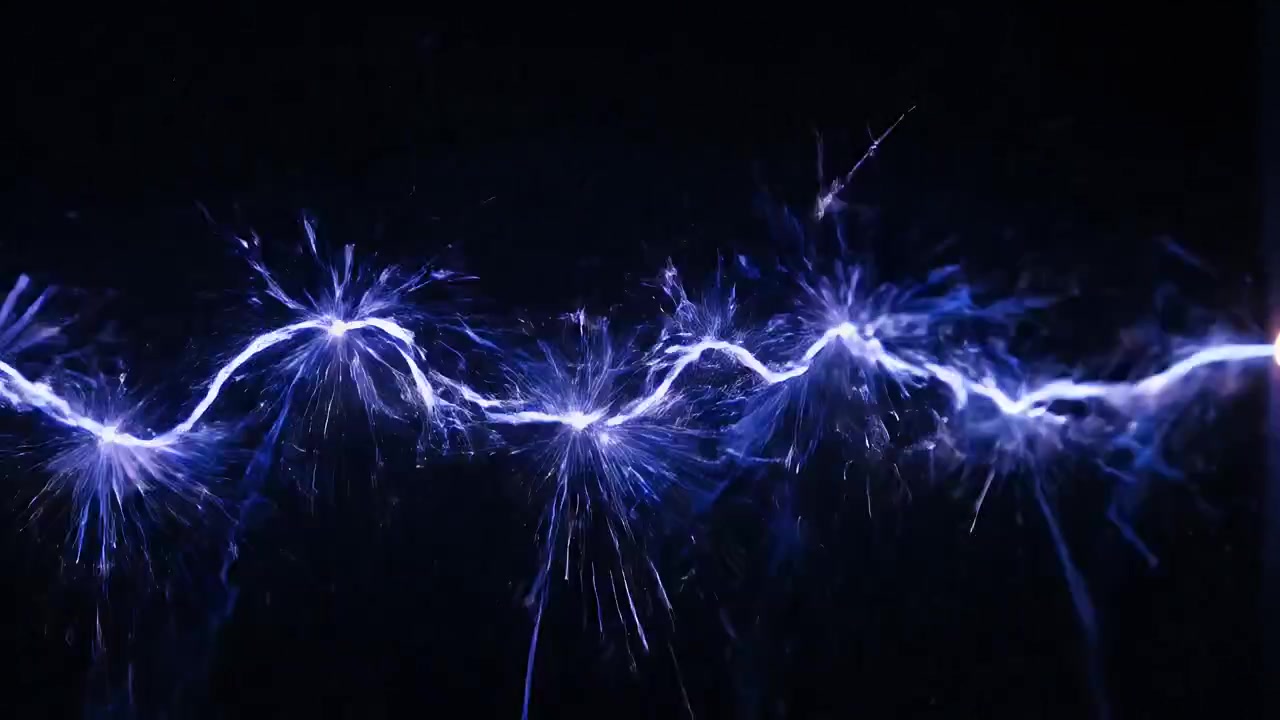 Electric Sparks and Plasma Arcs on Black Background