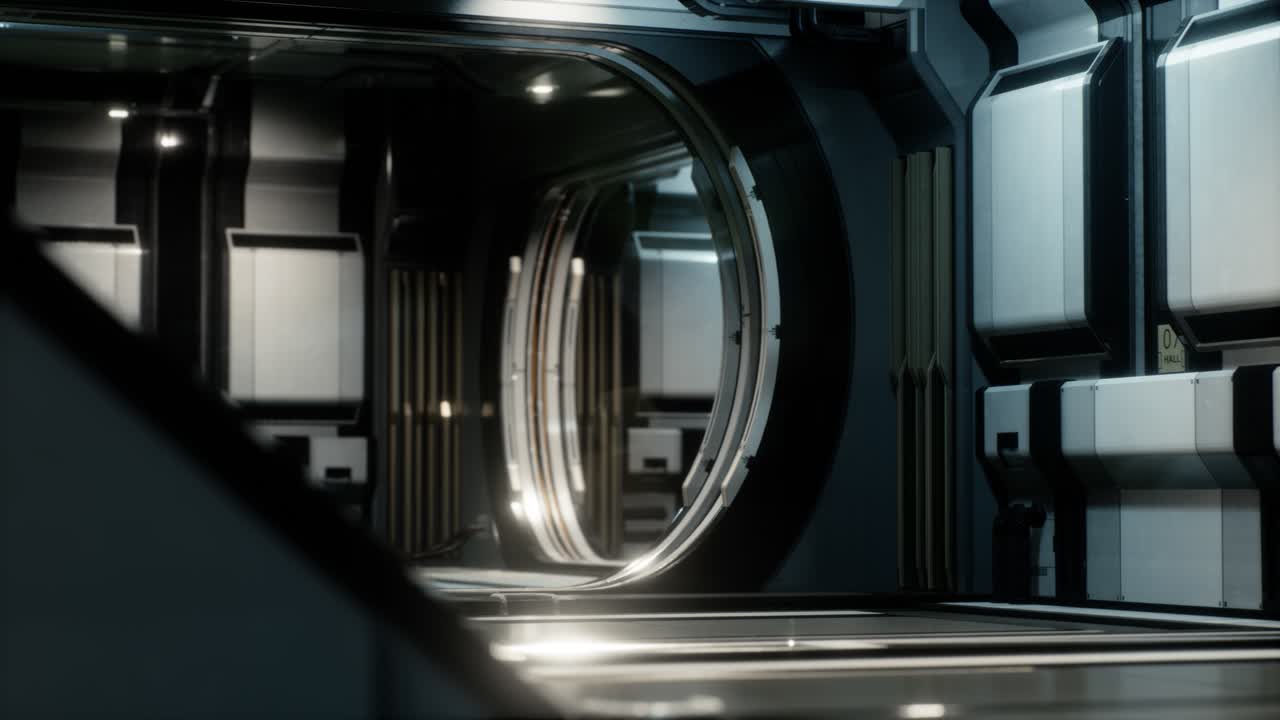 3d-рендеринг реалистичного научно-фантастического космического коридора