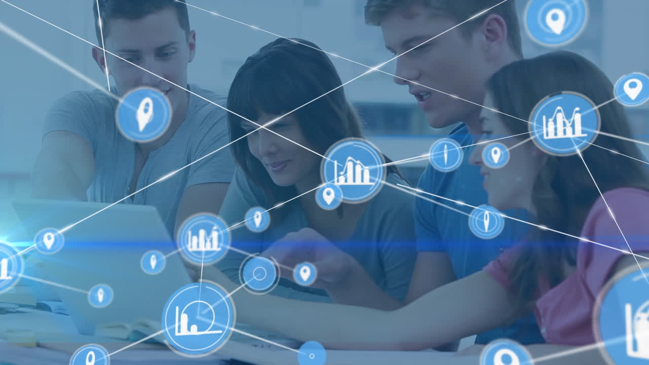 animación de la red de conexiones con iconos sobre colegas de negocios