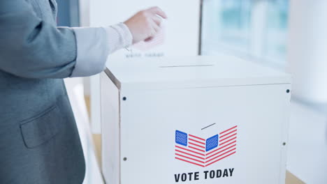 Casting-vote,-ballot-in-box-and-hand-in-election