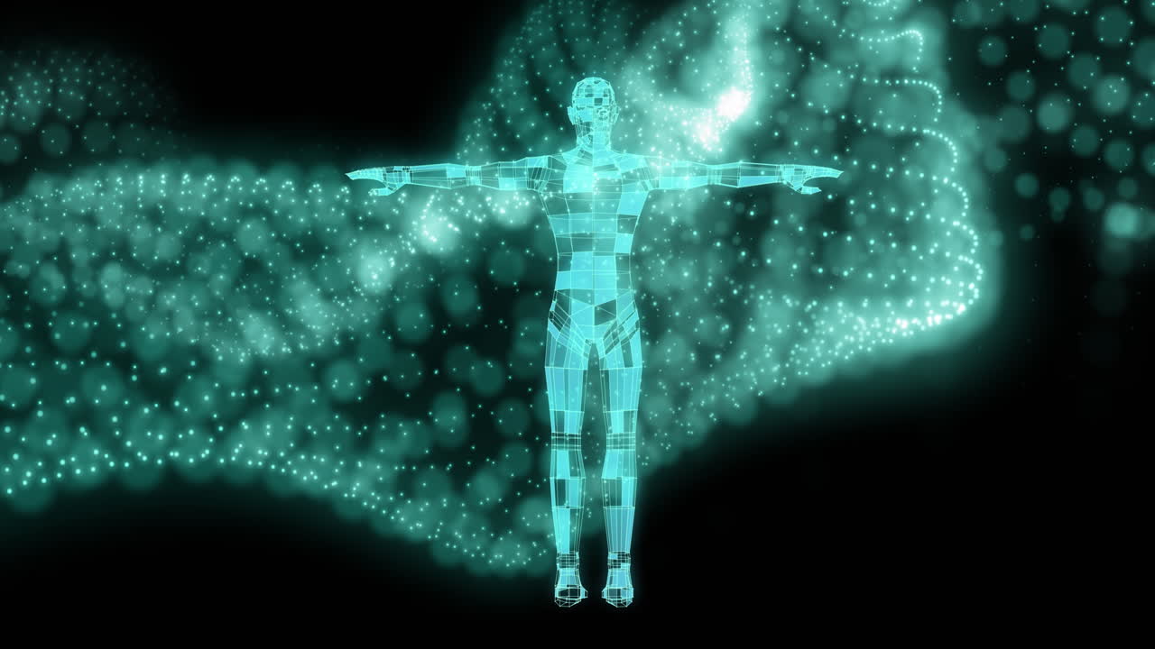 animación de malla con procesamiento de datos sobre el cuerpo humano