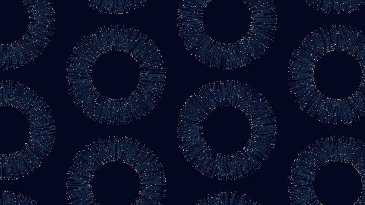Mesmerizing circular pattern of small white dots on dark blue background