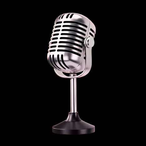 vintage microphone animation isolated asset, transparent 4k video, alpha channel, prores 4444