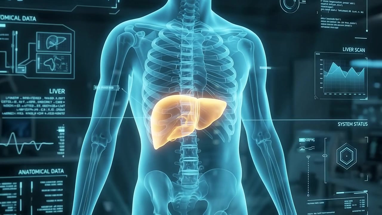 Digital Medical Scan of Human Liver Anatomy