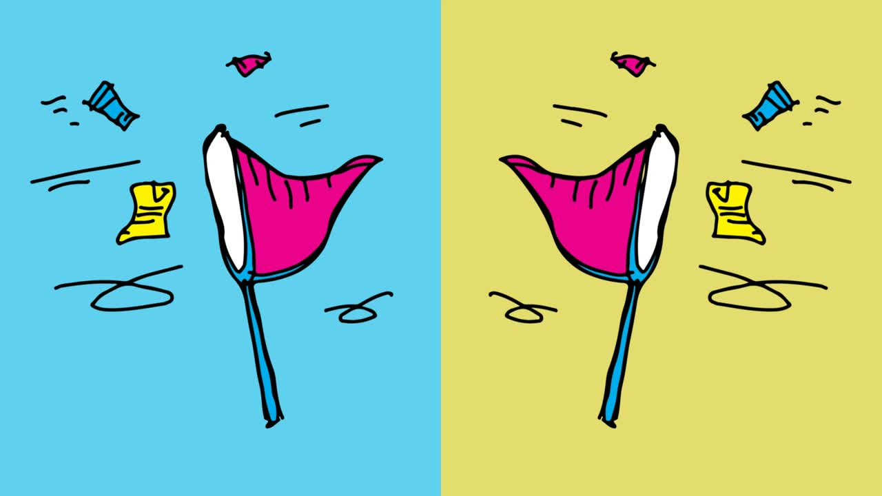 아이들은 바람의 테마로 팝 아트를 그림 그리고 있습니다.