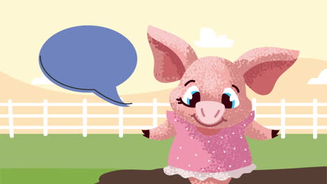 cute pig comic character animation