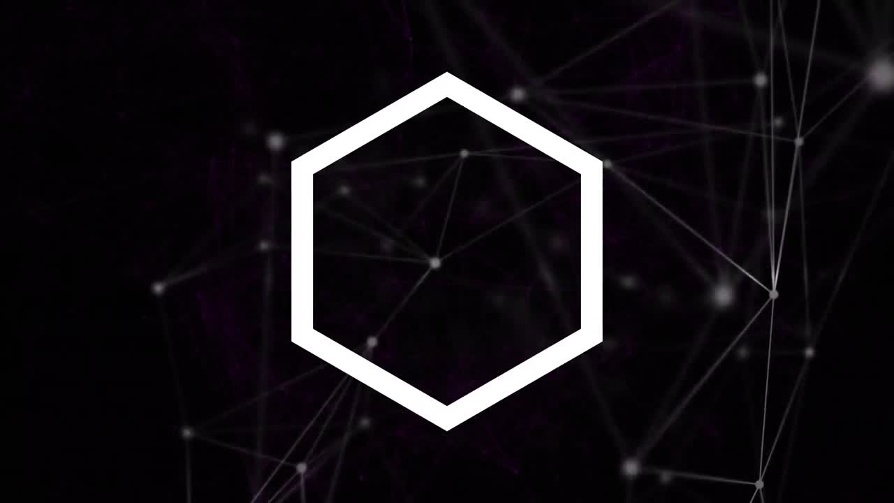 animación de formas geométricas y red de conexiones con puntos brillantes