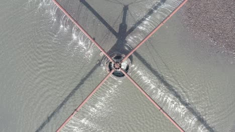 wastewater plant, aerial view. cleaning, purification and filtration of sewage water