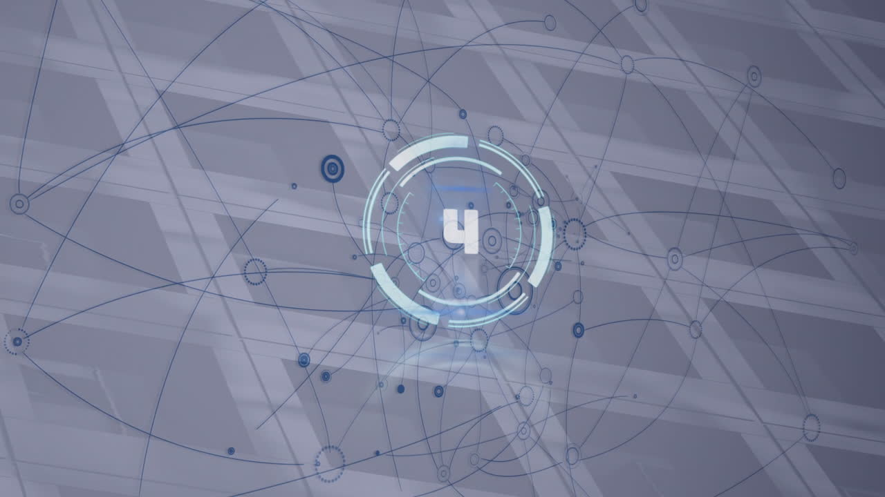 Processing data and connecting digital networks in animation over geometric background