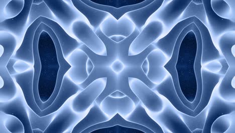 forma abstracta en 3d como una estrella o una flor, estructura simétrica de material de terciopelo azul negro intercalado con pañuelos, formas de cambios cíclicos suaves. fondo mate suave y elegante, animación suave.