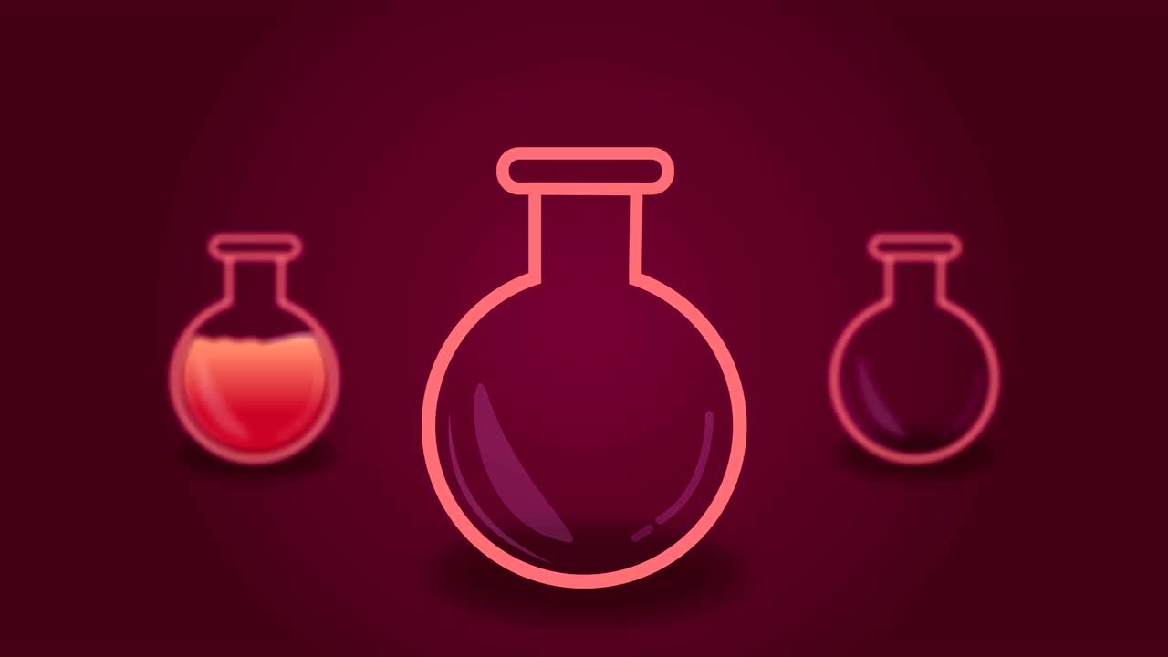 animación en bucle del tubo de ensayo. el líquido fluye hacia el tubo. 60 fps