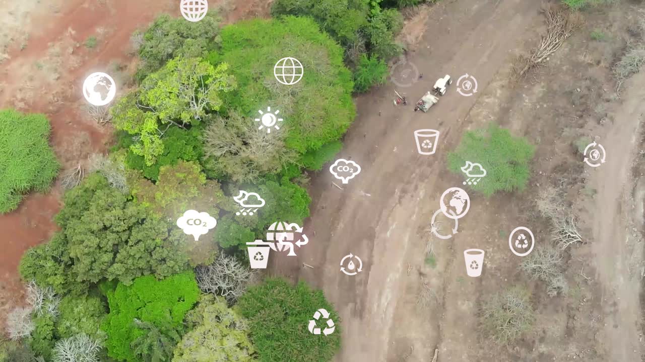 drones volando en granjas en las laderas del kilimanjaro - granjas verdes de kenia, asentamientos pobres en áfrica plantación agronómica aérea