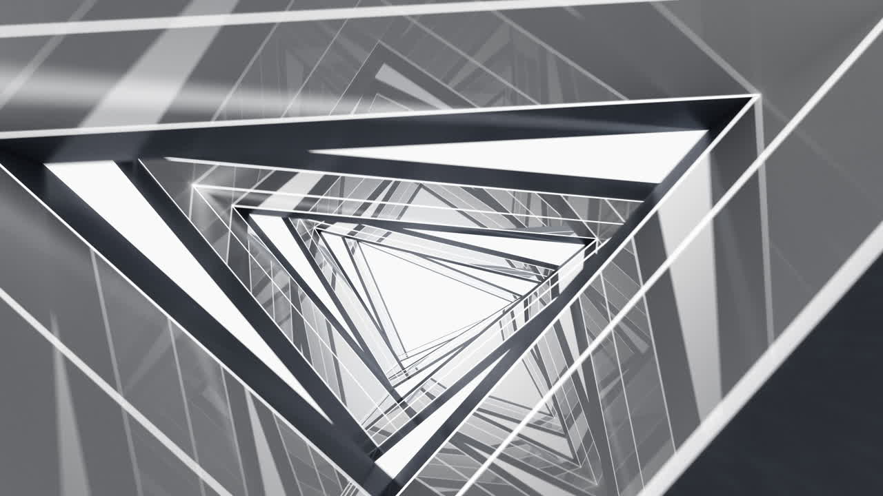 túnel triangular, concepto futurista, renderización en 3d.