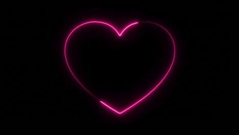 pink neon light moving around the heart symbol on black background. glowing, colorful looped neon heart animation. wedding, valentines day, romance, birthday, love concepts. alpha channel included.