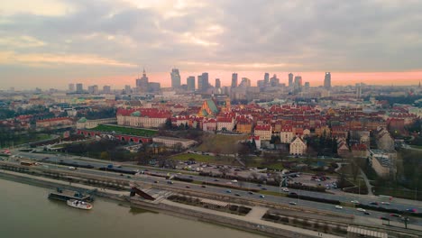 Night-Warsaw's-Old-Town-viewed-from-the-royal-castle-at-a-height