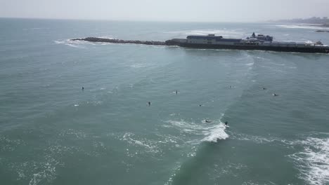 Aerial-spinning-wide-shot-from-the-beach-in