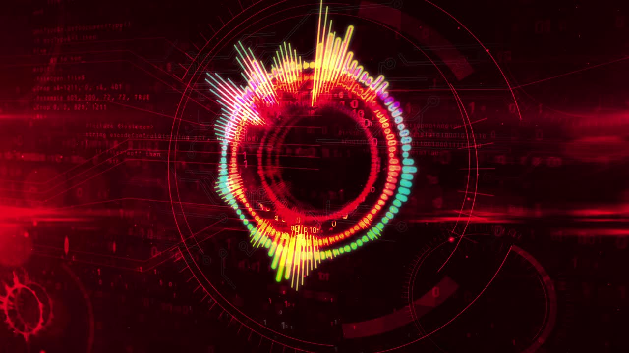 espectro de audio música signo de neón animación abstracta