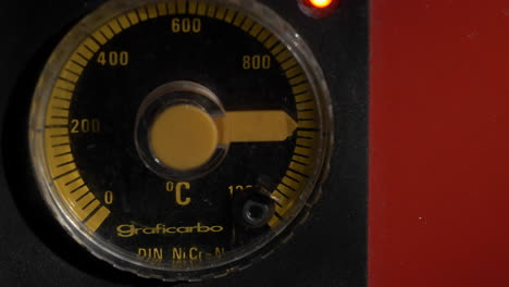 close-up of a temperature gauge